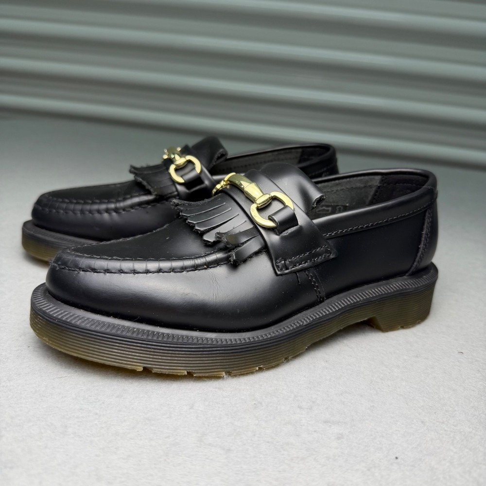 Dr. Martens Adrian Snaffle Loafers Black Leather Gold US Women 5 Dark Academia